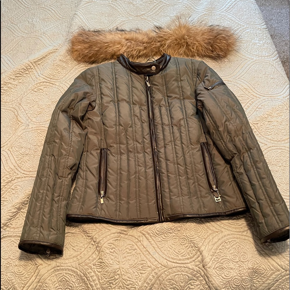 Olive Green jacket. 20”W, 25”L